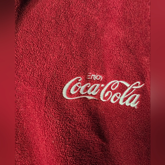 Coca-Cola red fleece unisex 3/4 zip sweater- Size Large- Flawed - Picture 2 of 6